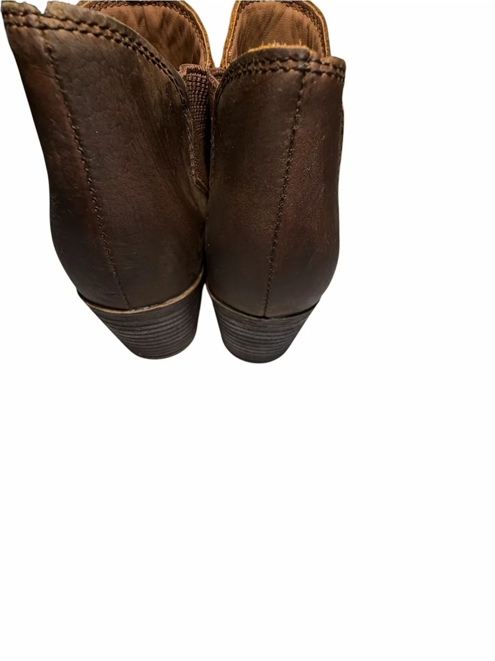 B.O.C Brown Leather Western Ankle Booties - Womens 8